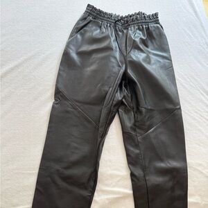 Black Faux Leather Joggers
